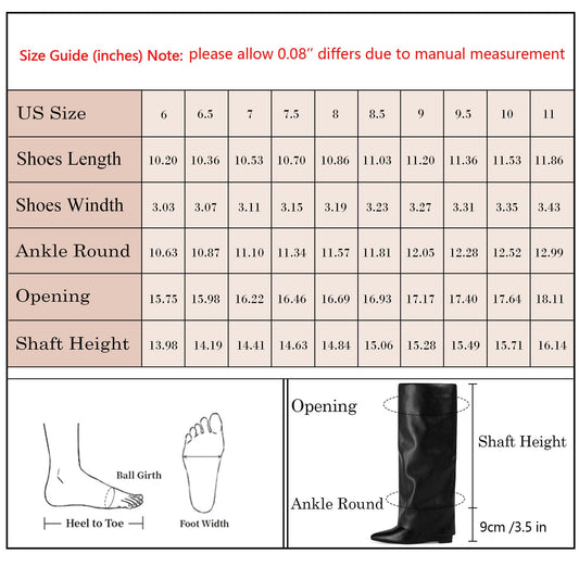 Modatope Black Slouchy Fold Over Knee High Boots for Women 2025 Pointed Wedge Heeled Fall Tall Boots Shark Long Boots Size 7.5