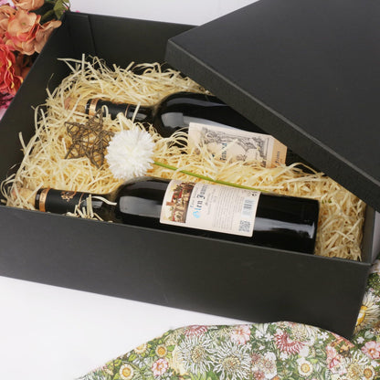 Large Gift Box with Lid 16.5x13x5.5 inches - Includes Card, Ribbons & Filler
