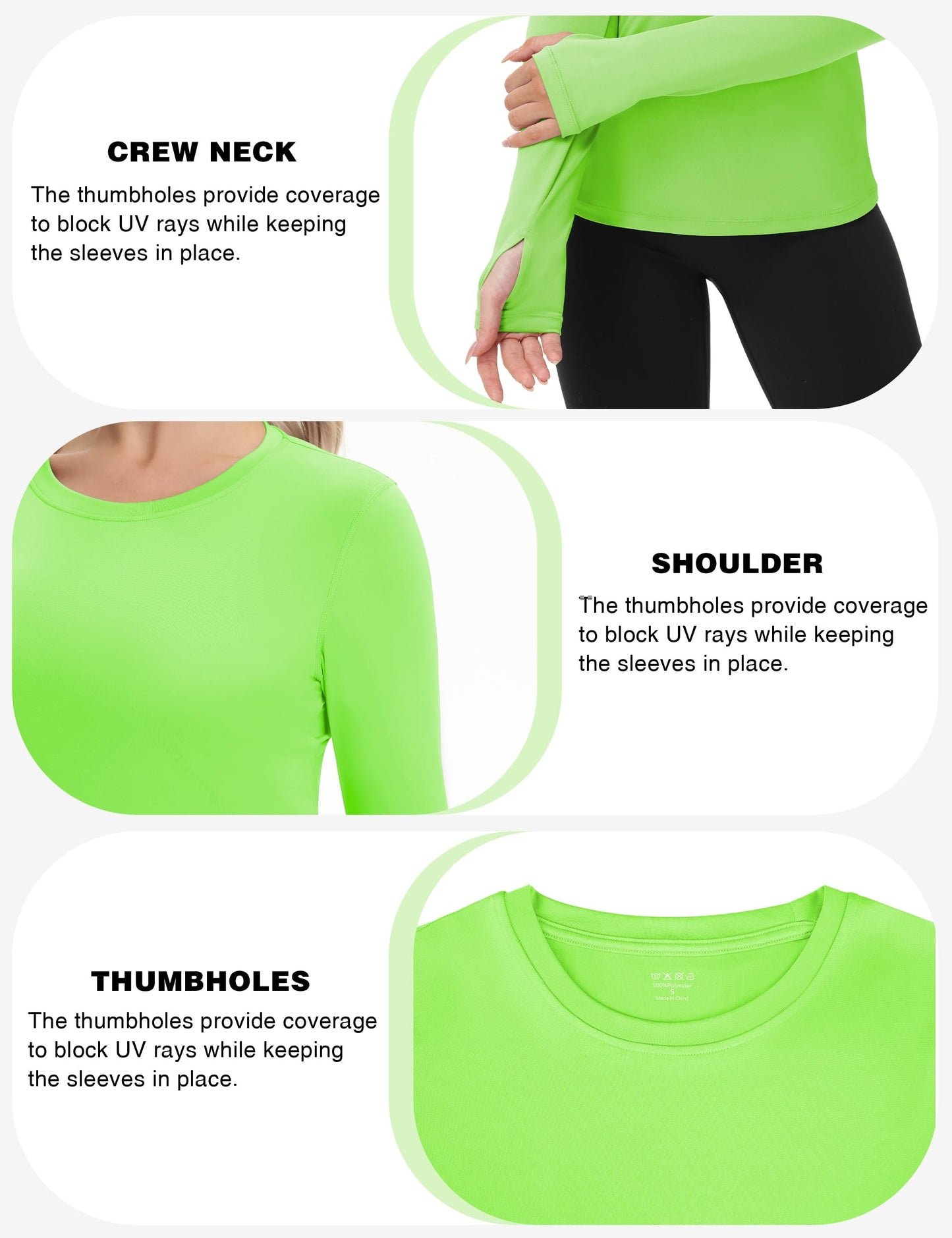 Women's UPF 50+ Sun Protection Long Sleeve Shirt - Athletic Rash Guard with Thumb Holes