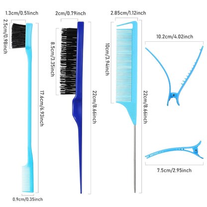 Hair Brush Set 12 Pieces Double Sided Edge Brush Teasing Combs Styling Kit