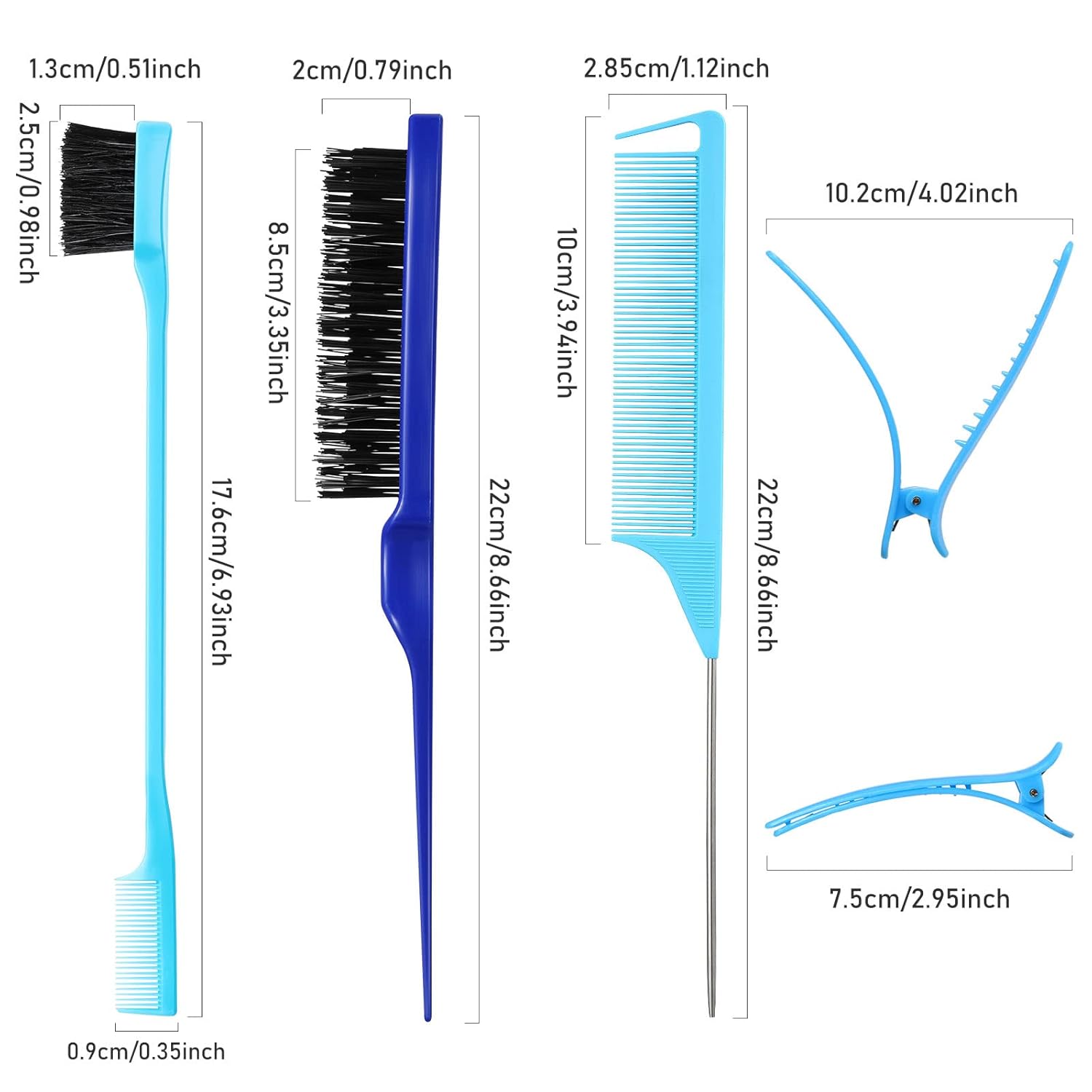 Hair Brush Set 12 Pieces Double Sided Edge Brush Teasing Combs Styling Kit