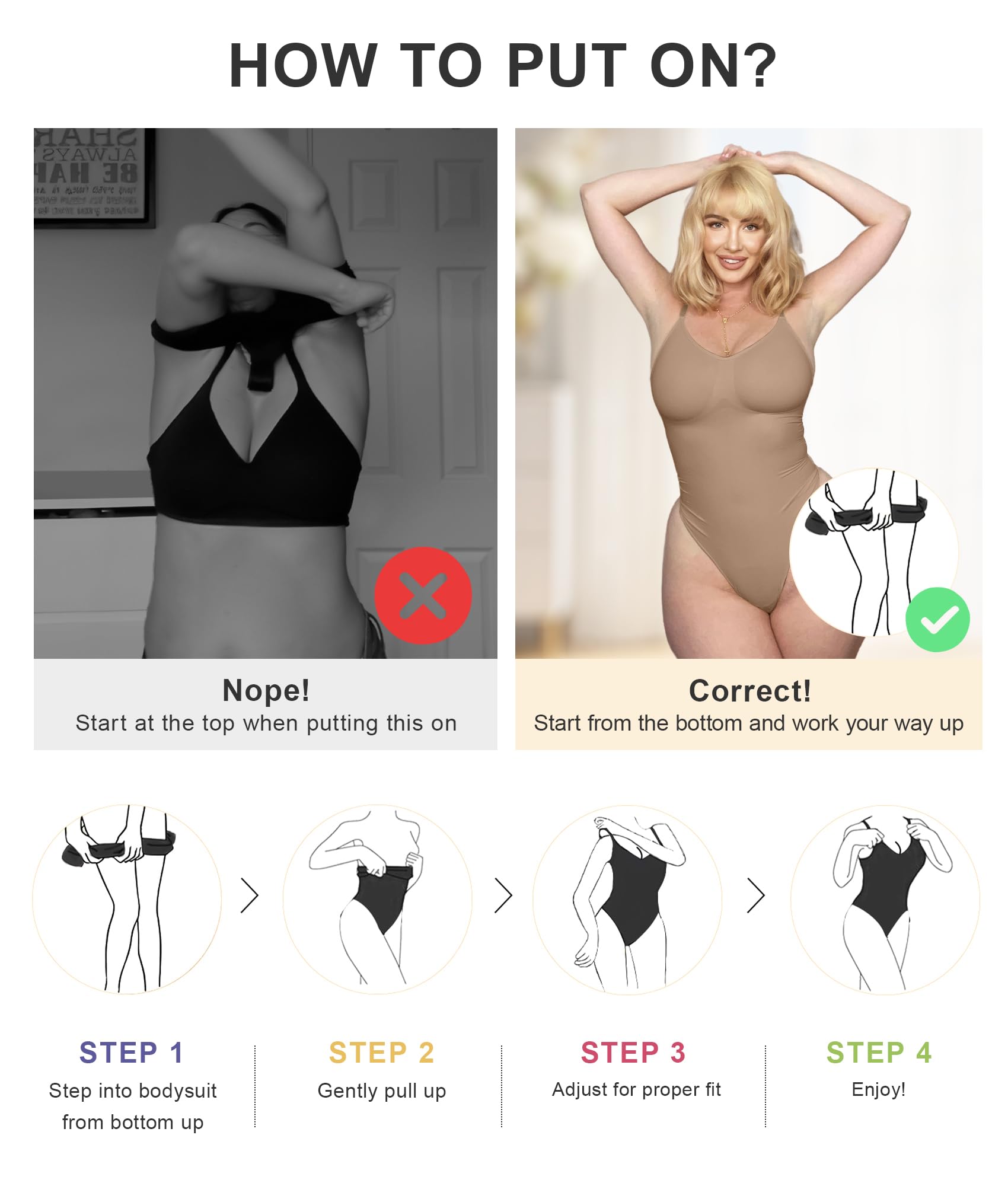 Women's Shapewear Bodysuit Tummy Control Seamless Body Shaper