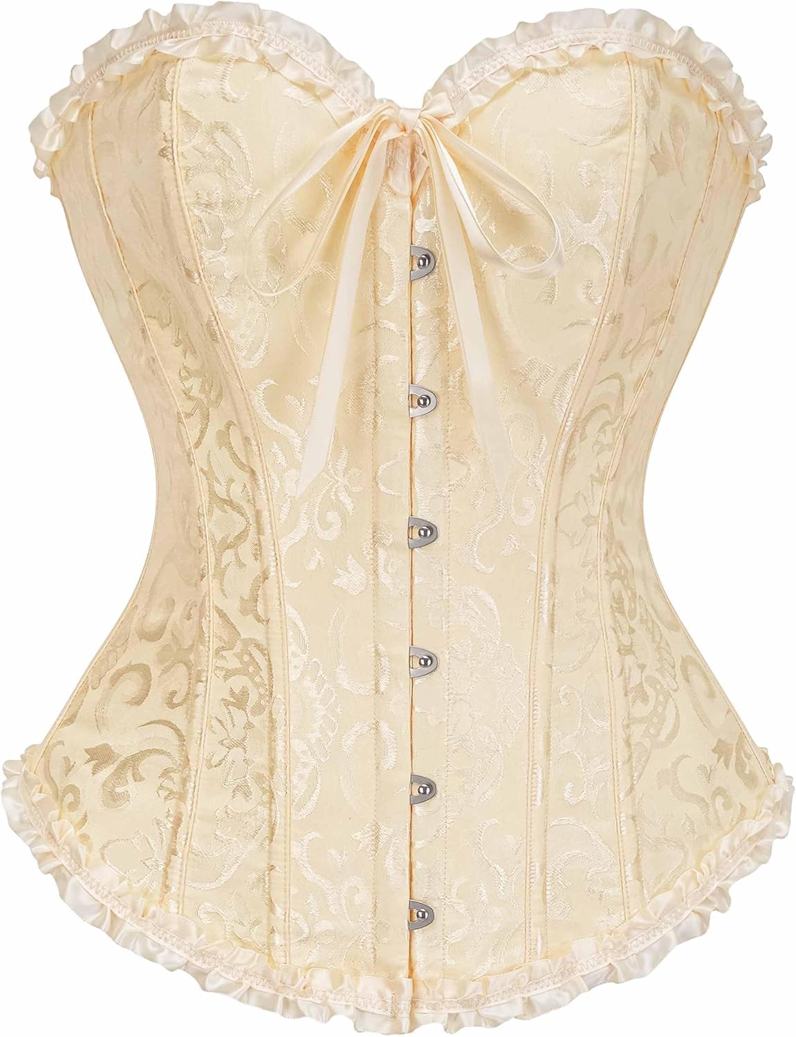 Corset Top for Women - Lace Bustier Shapewear with Push Up Support Beige Vanilla