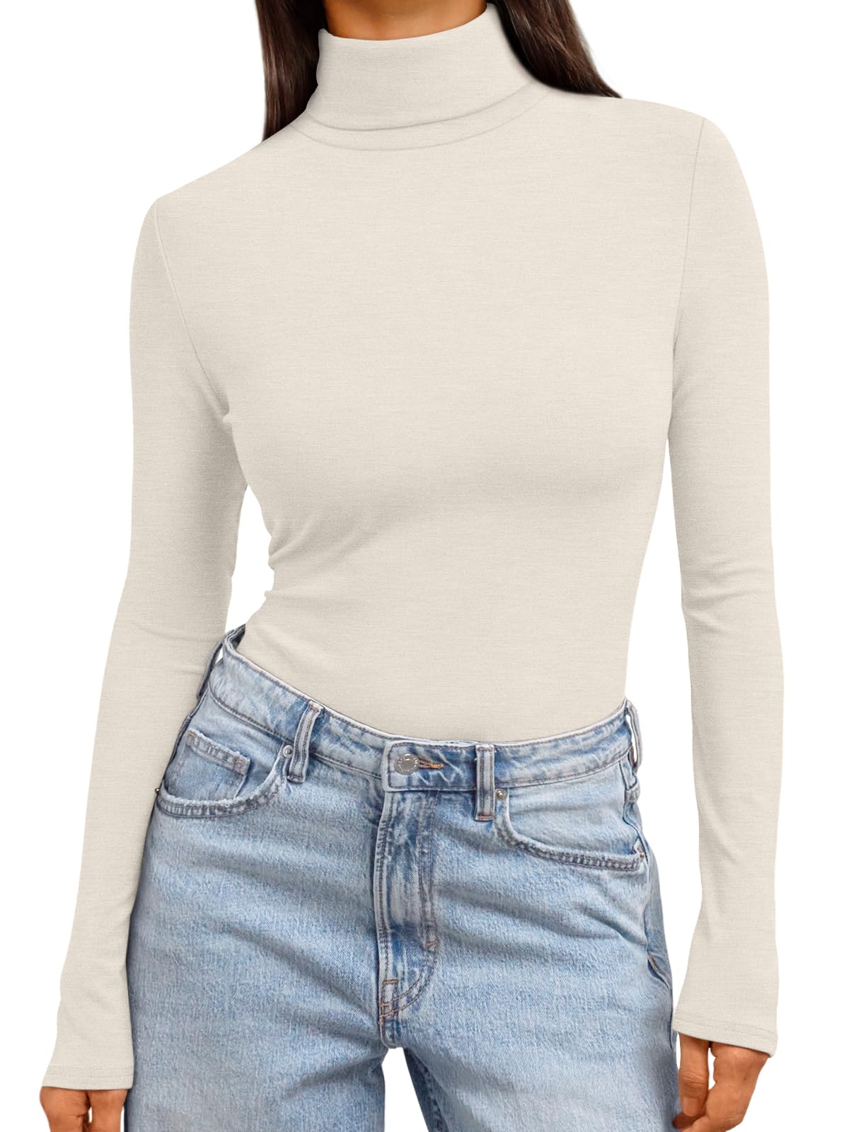 Women's Turtleneck Long Sleeve Shirts - Basic Thermal Underwear Tops