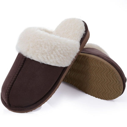 Fuzzy Memory Foam Slippers for Women - Fluffy Winter House Shoes Indoor Outdoor