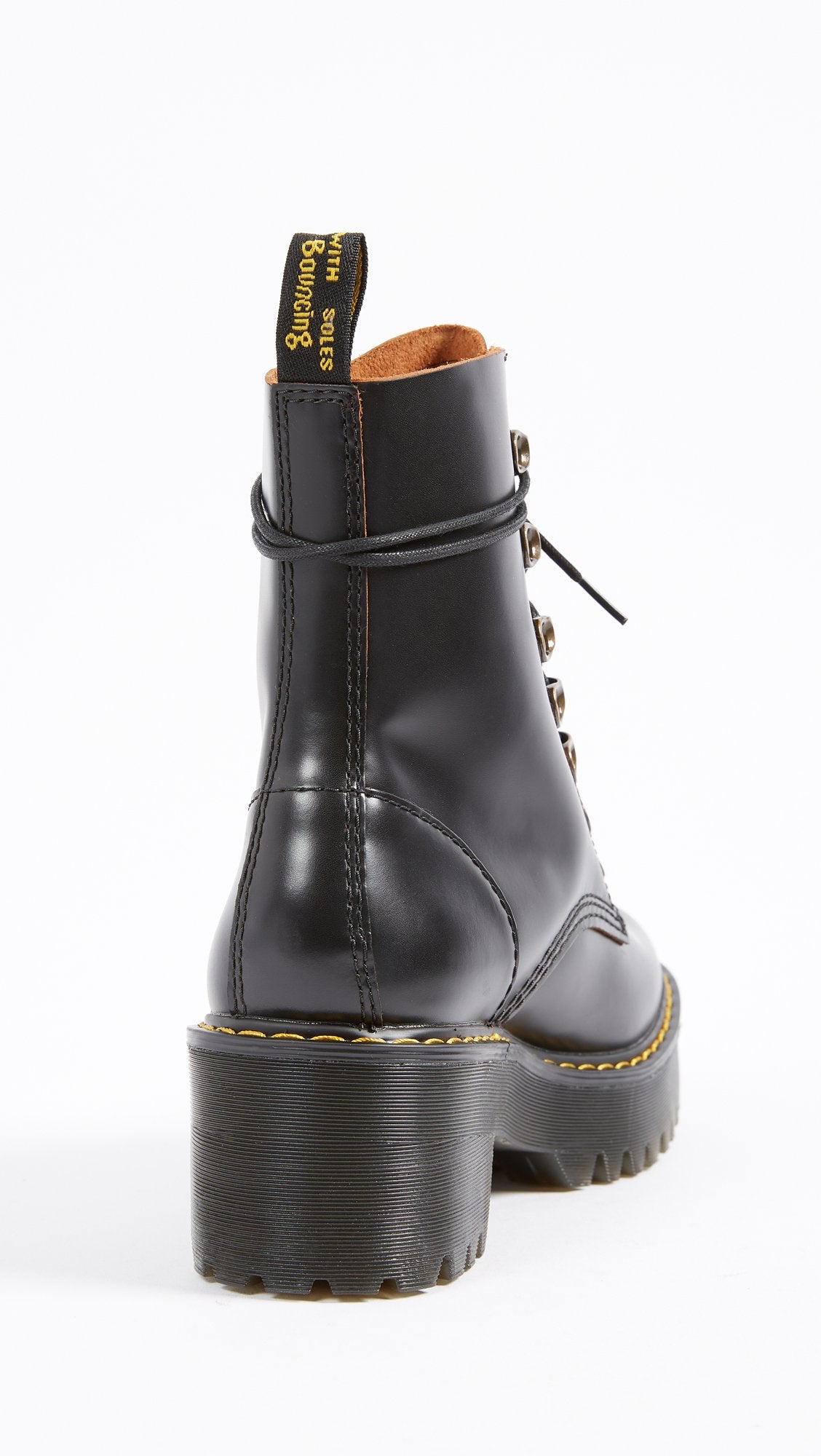 Dr. Martens Women's Leona Leather Heeled Boot, Black Smooth, 8