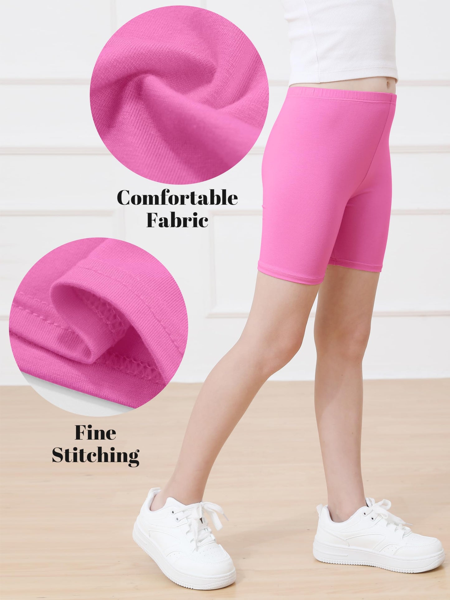 Girls Bike Shorts 6-Pack Under Dress Safety Shorts for Kids Toddlers