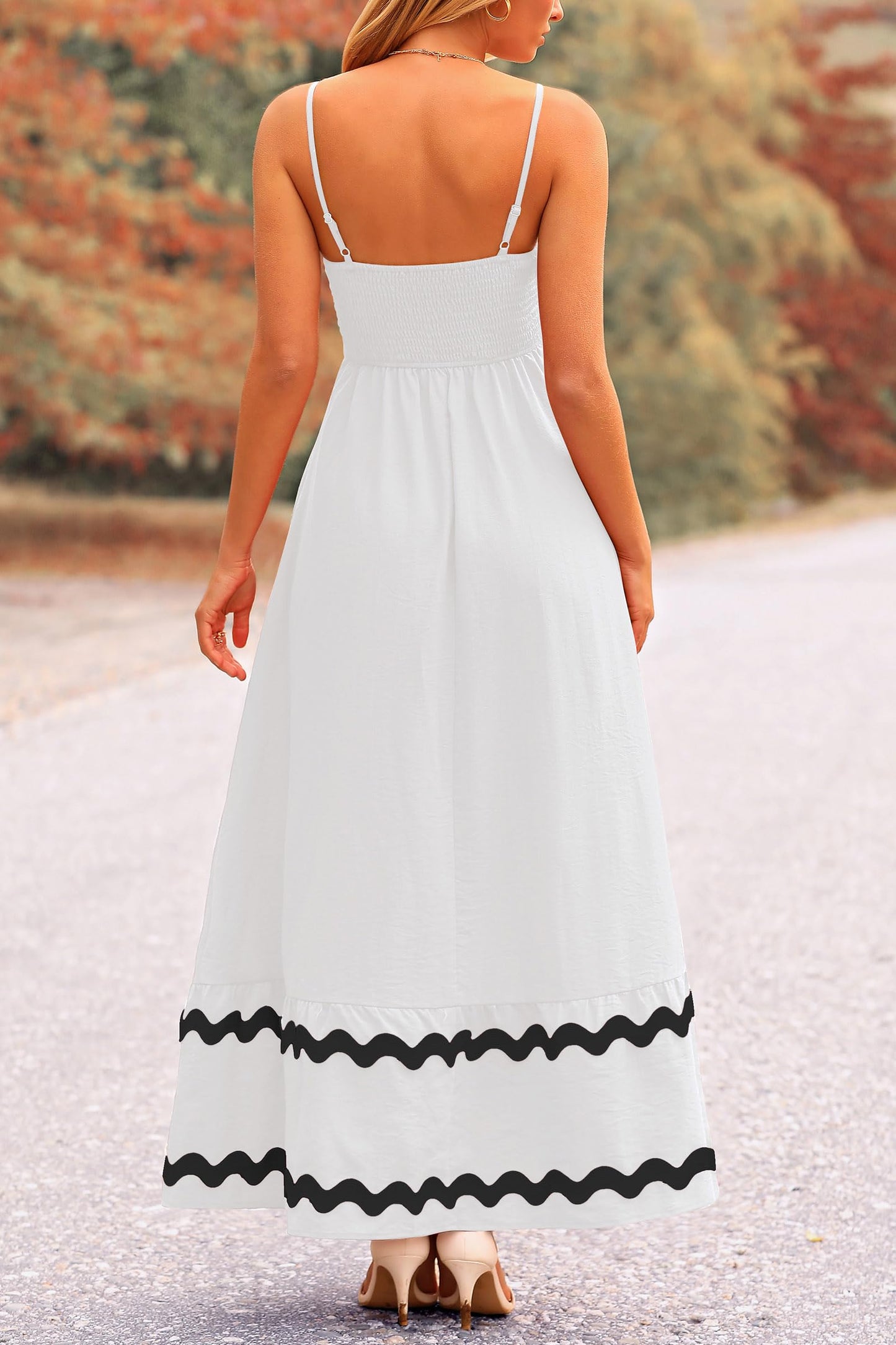 Blue Casual Dresses - Women's Sleeveless Spaghetti Strap Maxi Dress - Flowy Beach Ruffle