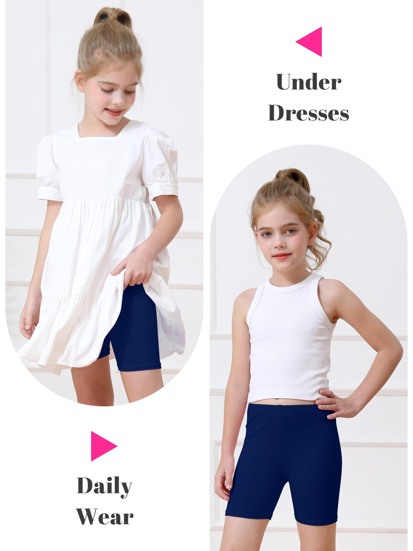 Girls Bike Shorts 6-Pack Under Dress Safety Shorts for Kids Toddlers