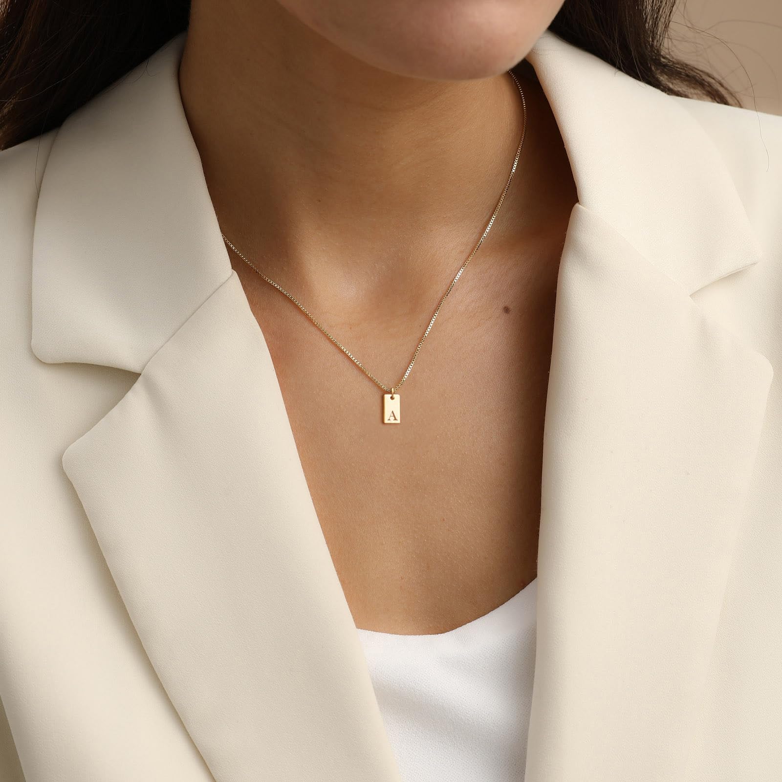 14K Gold Plated Initial Letter Necklace - Personalized Dainty Name Pendant
