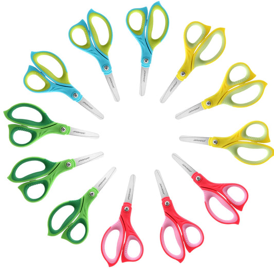 Kids Safety Scissors 4 Pack - 5.5 Inch Blunt Tip School Scissors with Cover for Children Ages 4+ 12