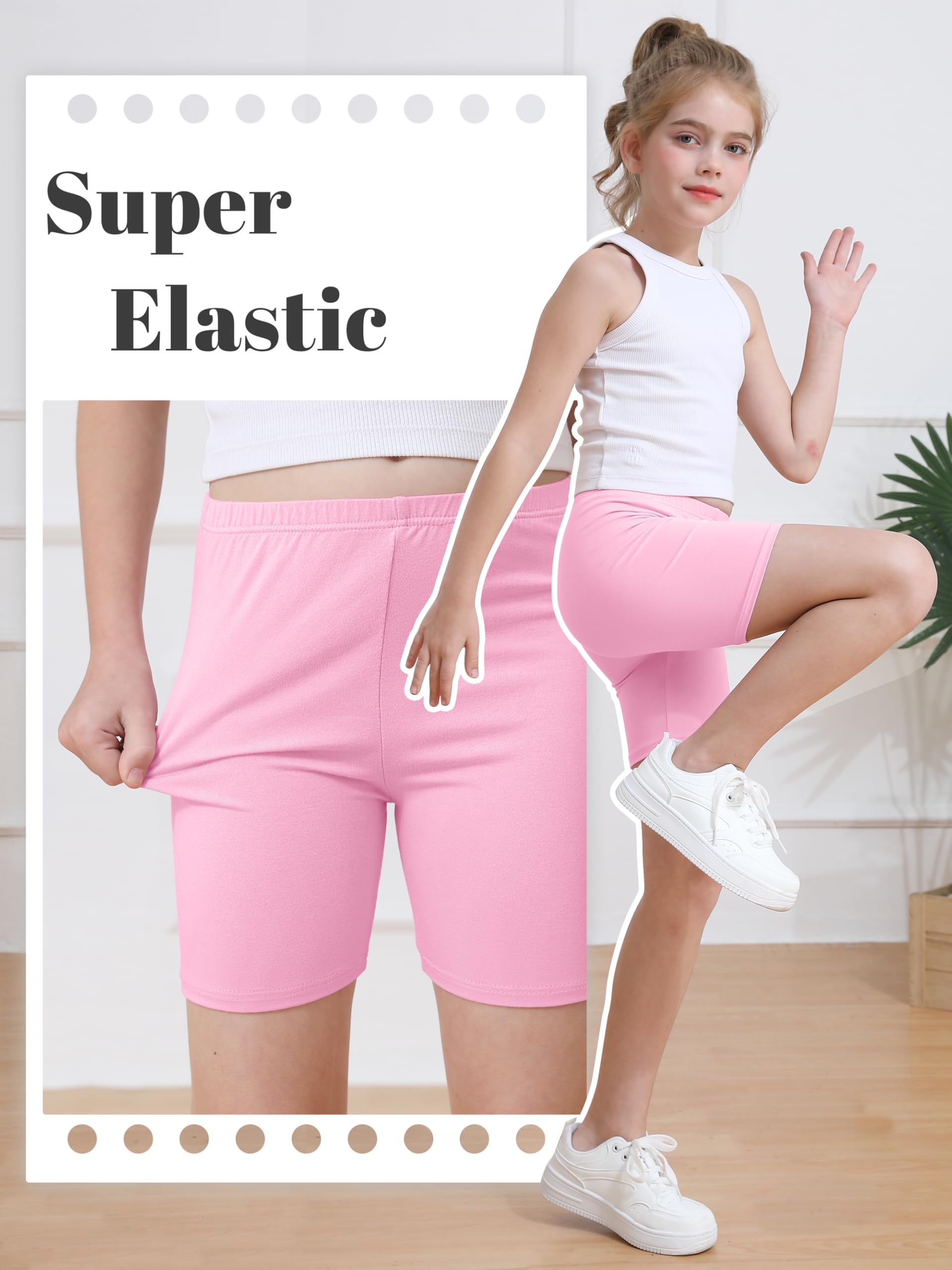 Girls Bike Shorts 6-Pack Under Dress Safety Shorts for Kids Toddlers