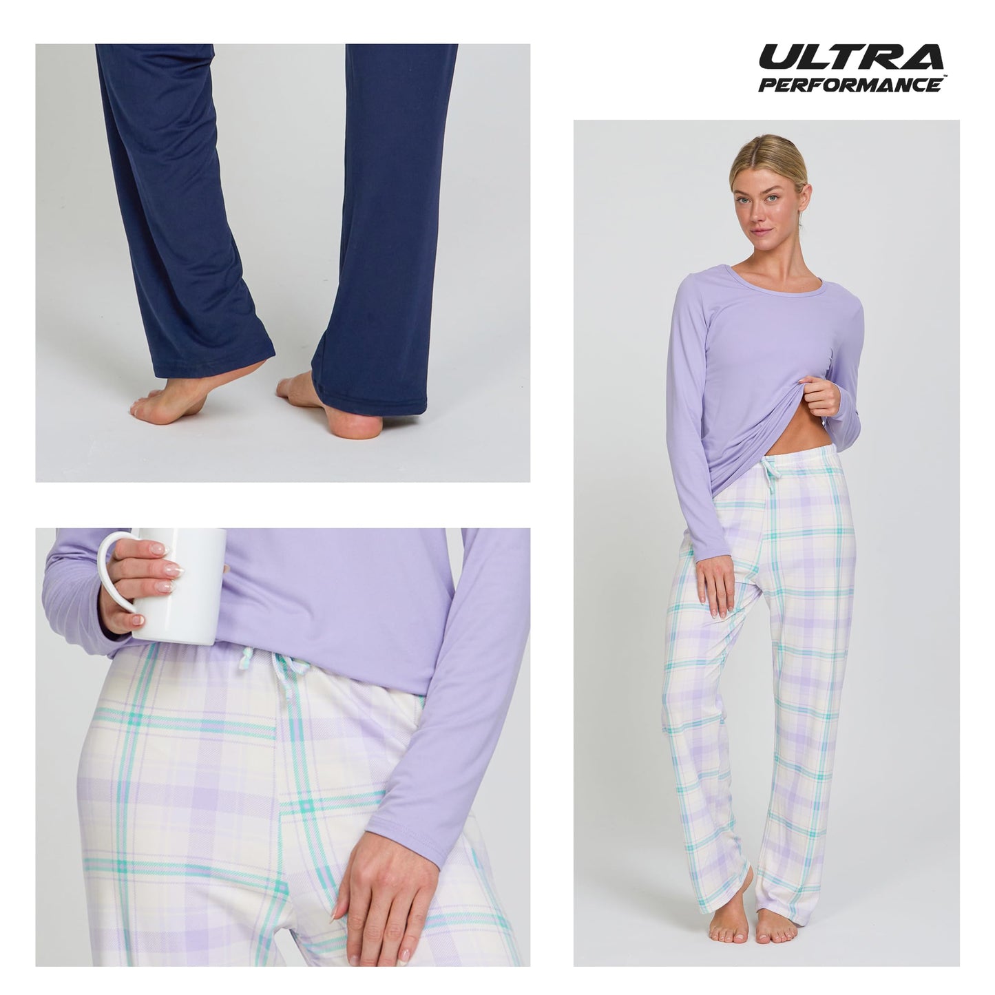 Women's Pajama Sets 2 Pack - Soft Lounge PJ Pants Set for Sleeping & Lounging