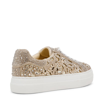 Betsey Johnson Women's Reily Sneaker, Light Gold, 5.5