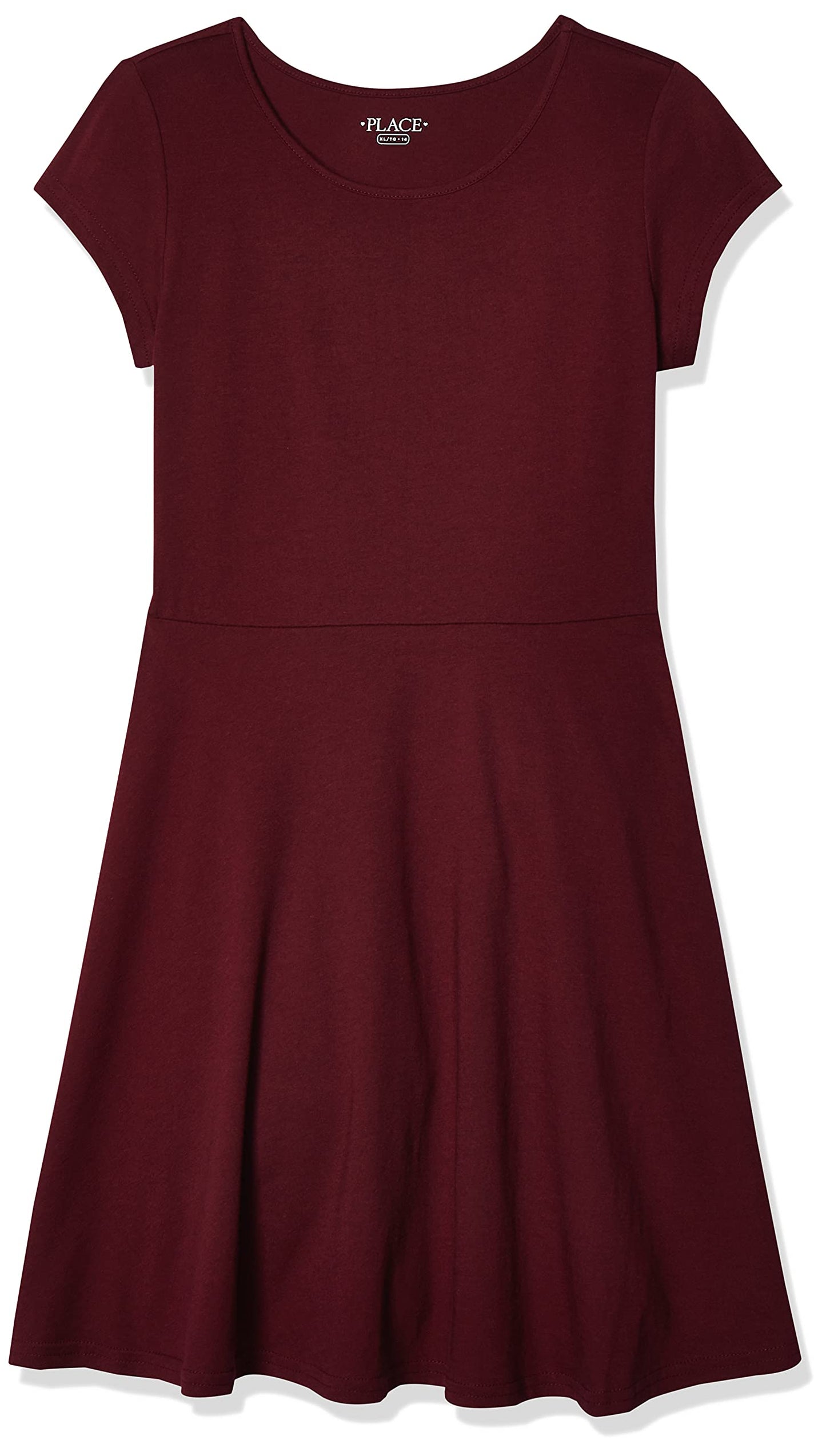 Girls Short Sleeve Skater Dress Round Neck Casual Summer Dress