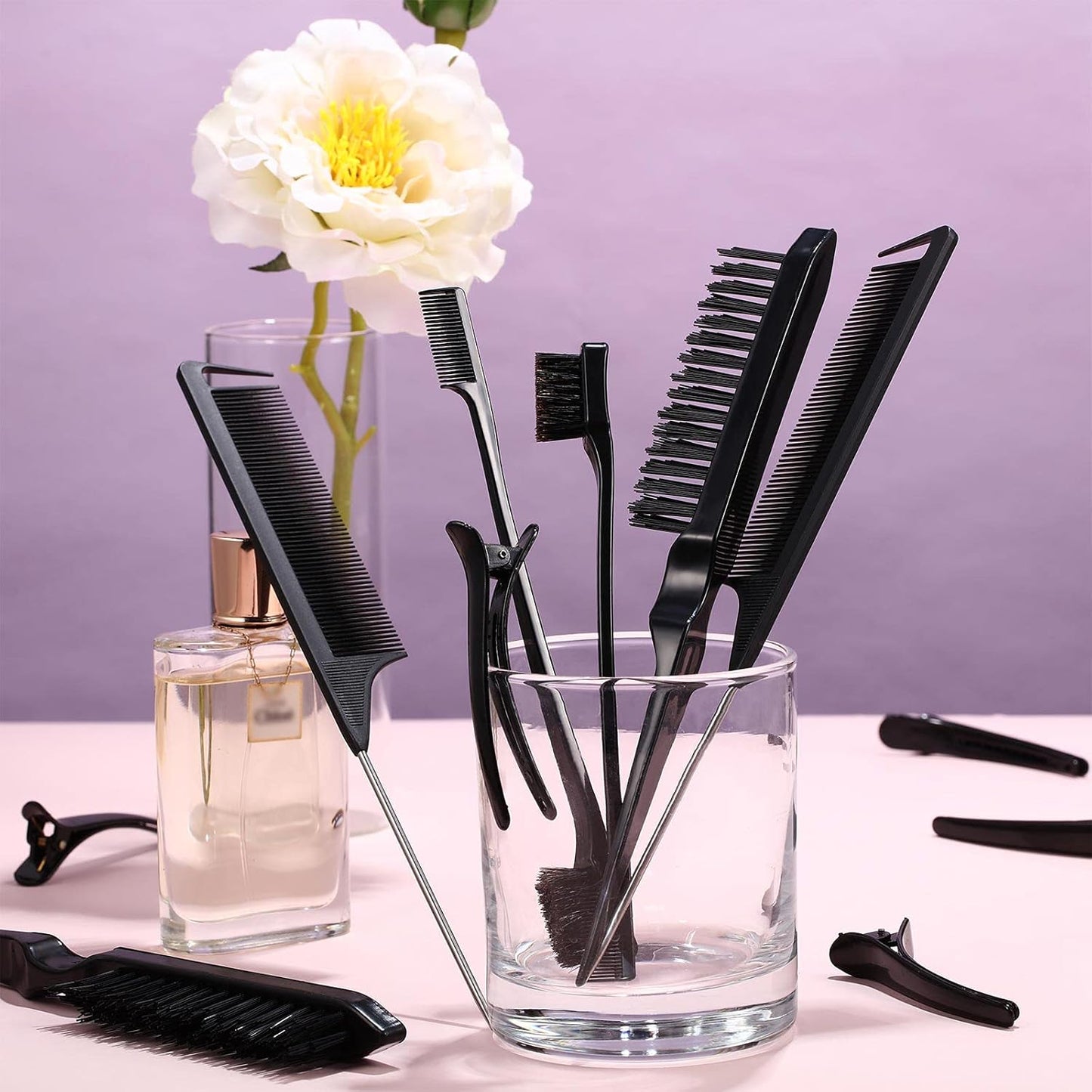 Hair Brush Set 12 Pieces Double Sided Edge Brush Teasing Combs Styling Kit