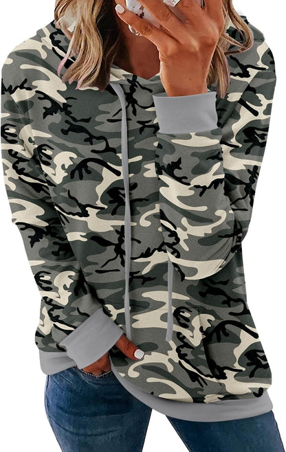 Pullover Hoodie - Tie Dye & Floral Print Hooded Sweatshirt with Pockets