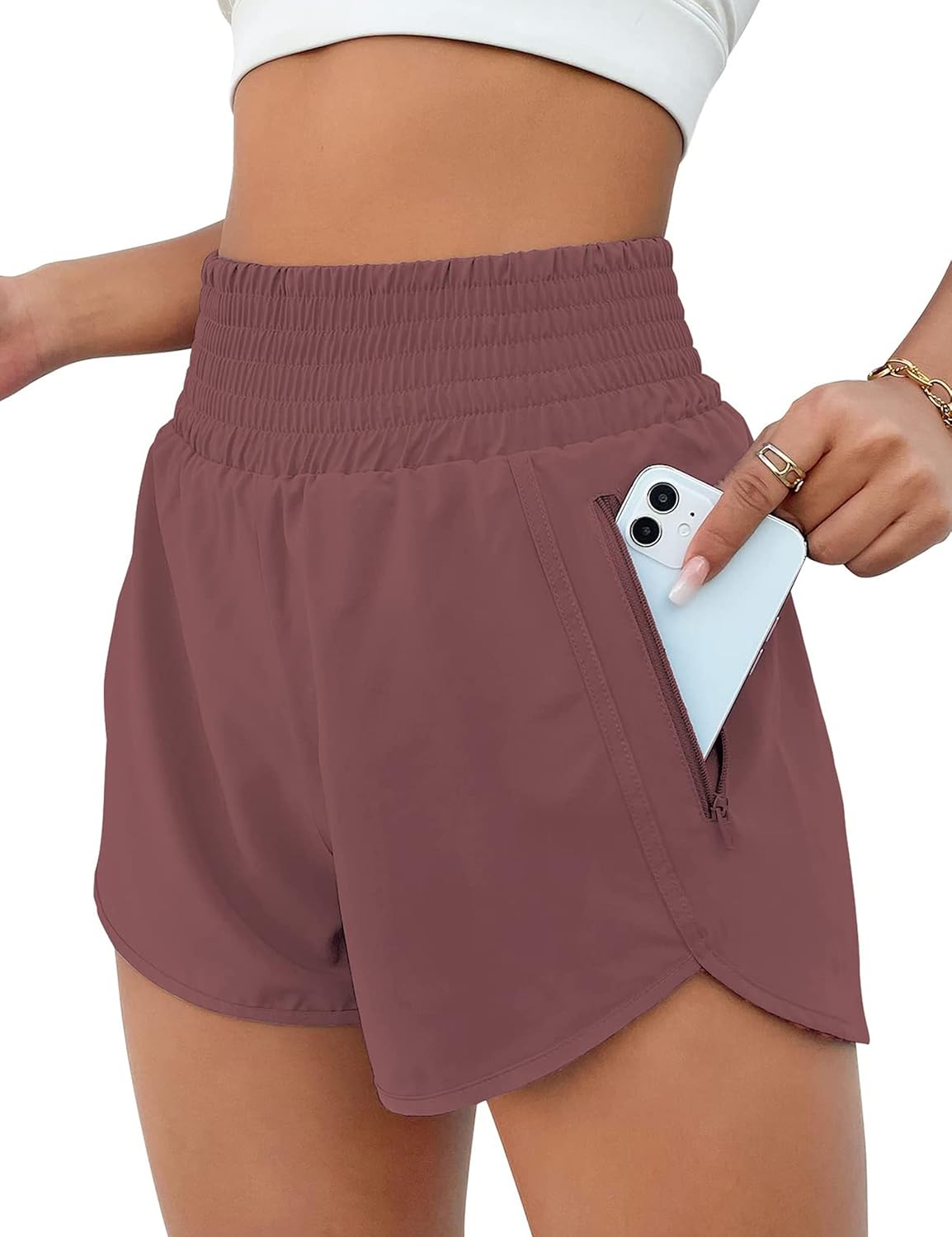 High Waisted Athletic Shorts Women Running Workout Shorts with Pockets Gym Sporty
