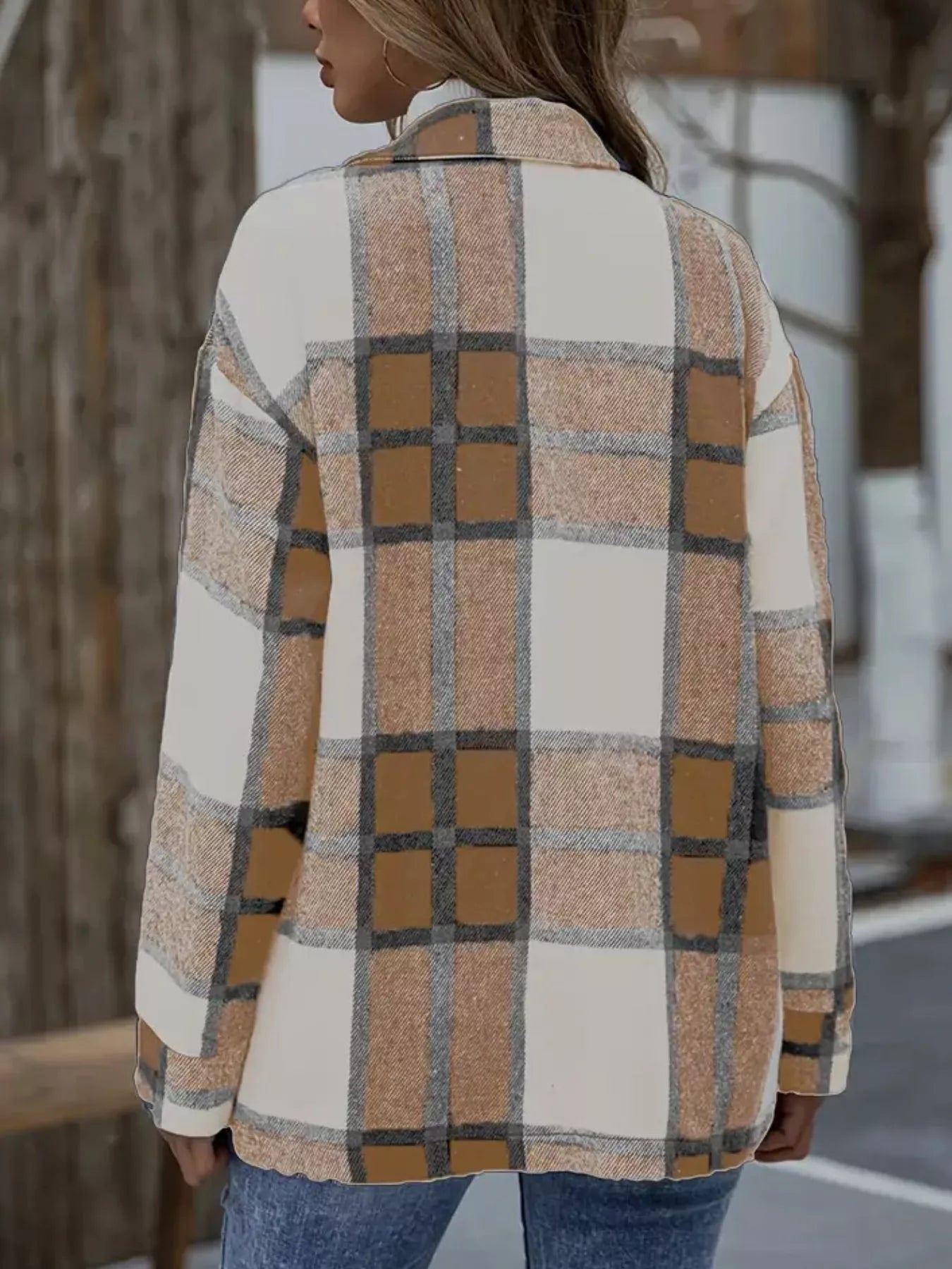 Plaid Button-Up Long Sleeve Shacket