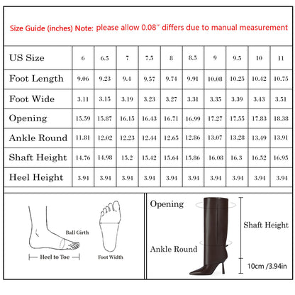 Modatope Knee High Chocolate Brown Fold Over Boots for Women Pointed Toe Stiletto Fall Boot Side Zipper Tall Fashion Boots Size 9