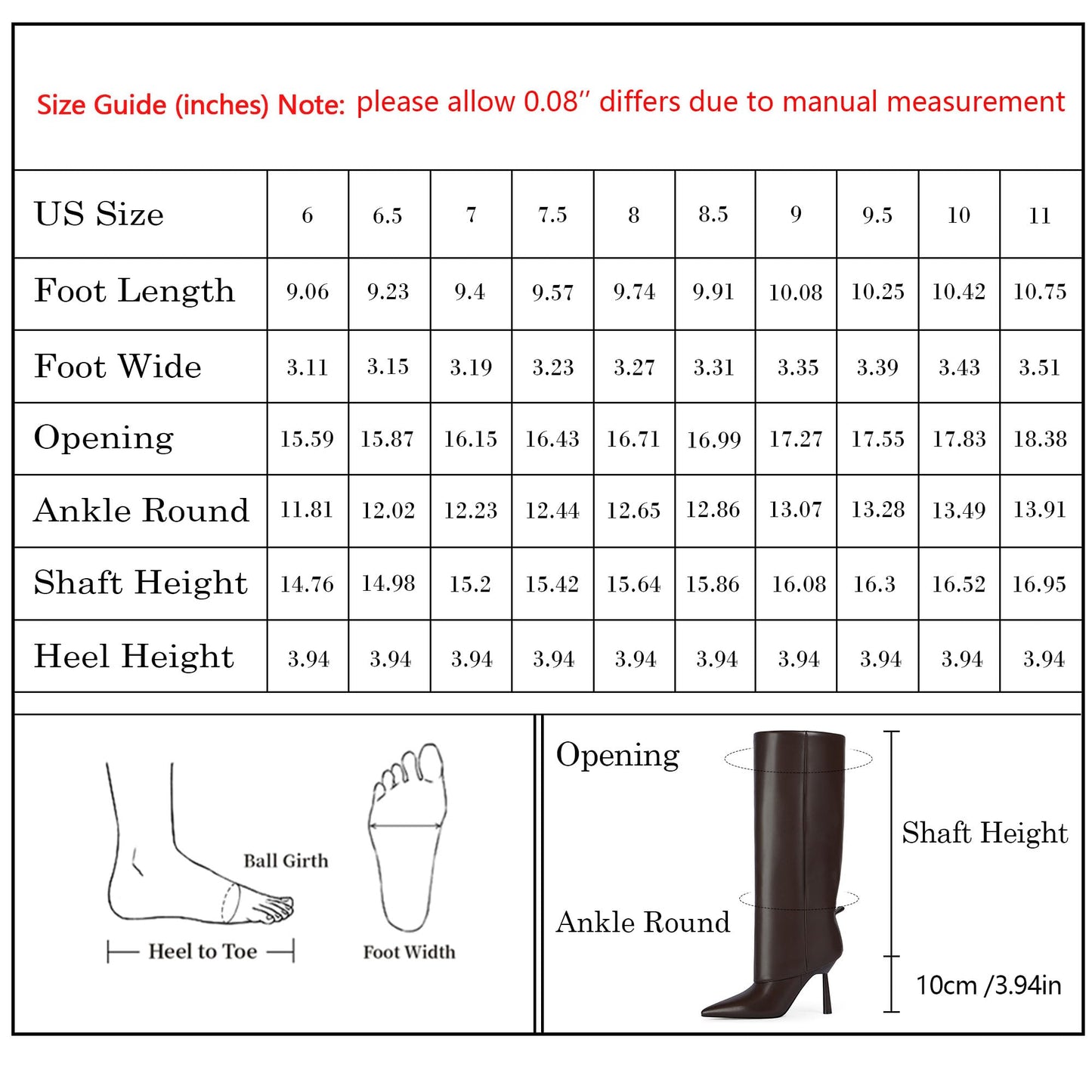 Modatope Knee High Chocolate Brown Fold Over Boots for Women Pointed Toe Stiletto Fall Boot Side Zipper Tall Fashion Boots Size 9