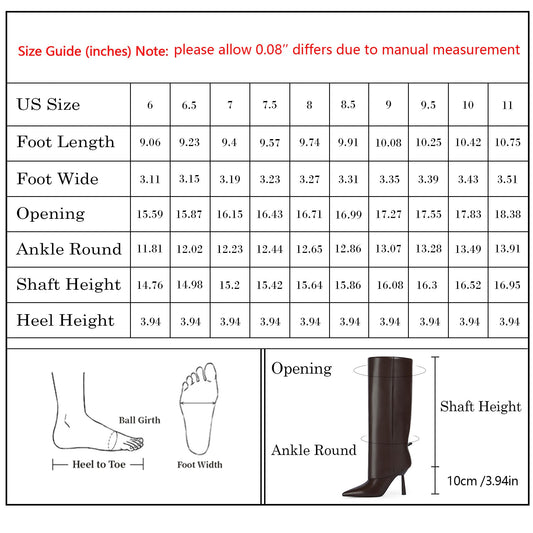 Modatope Knee High Chocolate Brown Fold Over Boots for Women Pointed Toe Stiletto Fall Boot Side Zipper Tall Fashion Boots Size 9