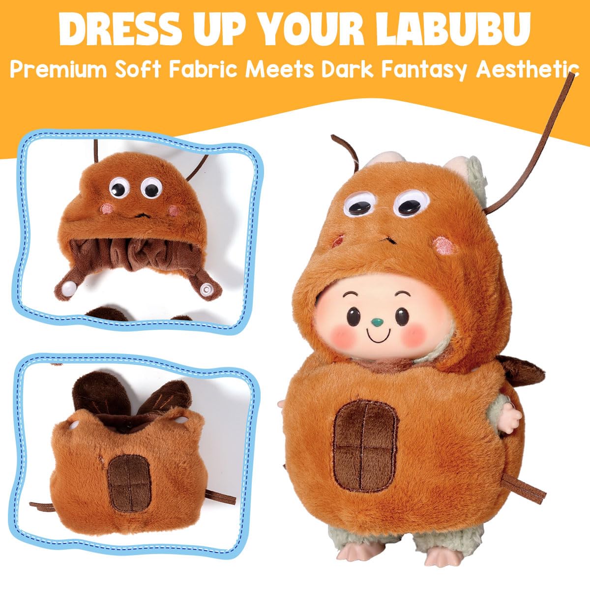 3 Piece Doll Clothes Set for 17cm Dolls - Handmade Crochet Outfit with Hat