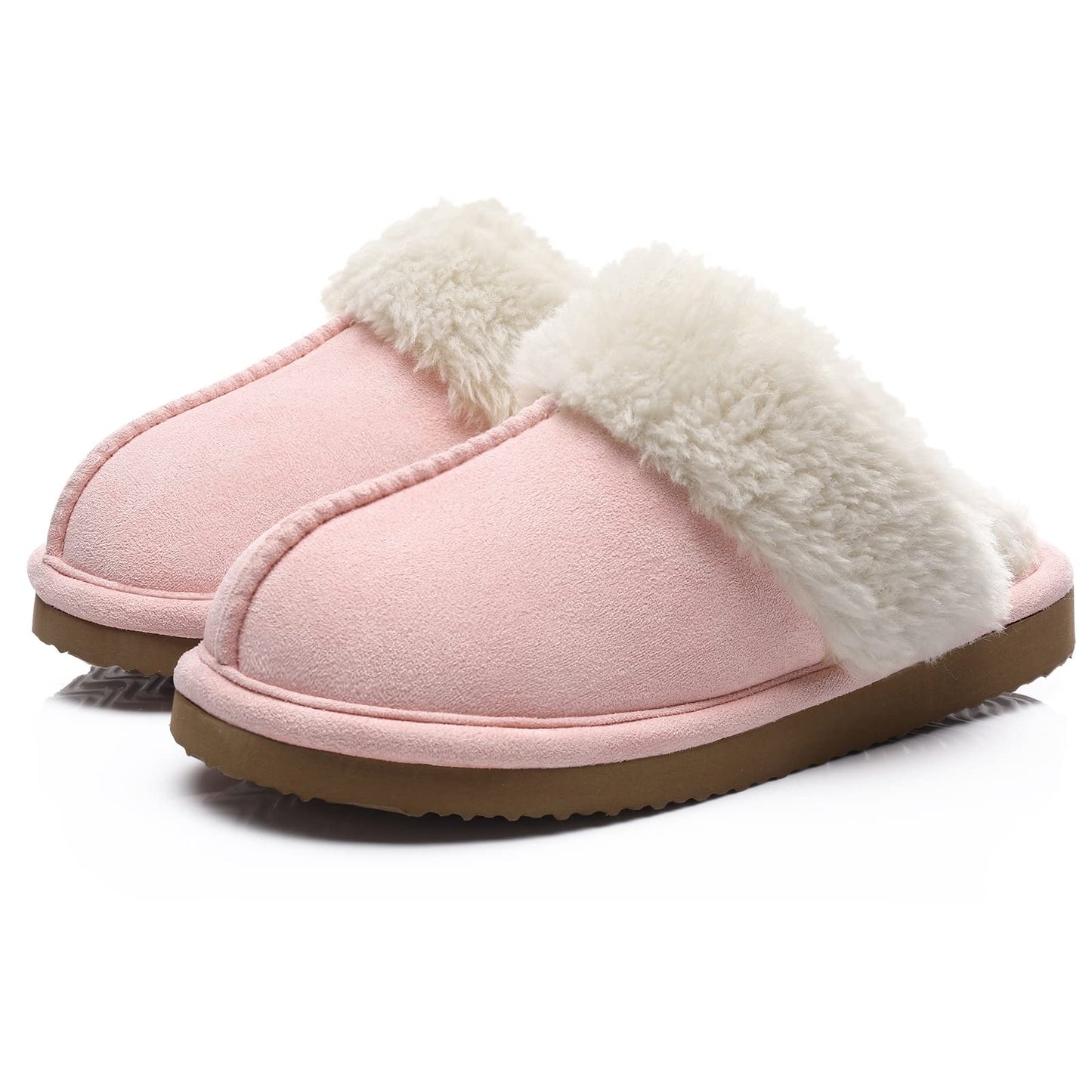 Fuzzy Memory Foam Slippers for Women - Fluffy Winter House Shoes Indoor Outdoor Pink