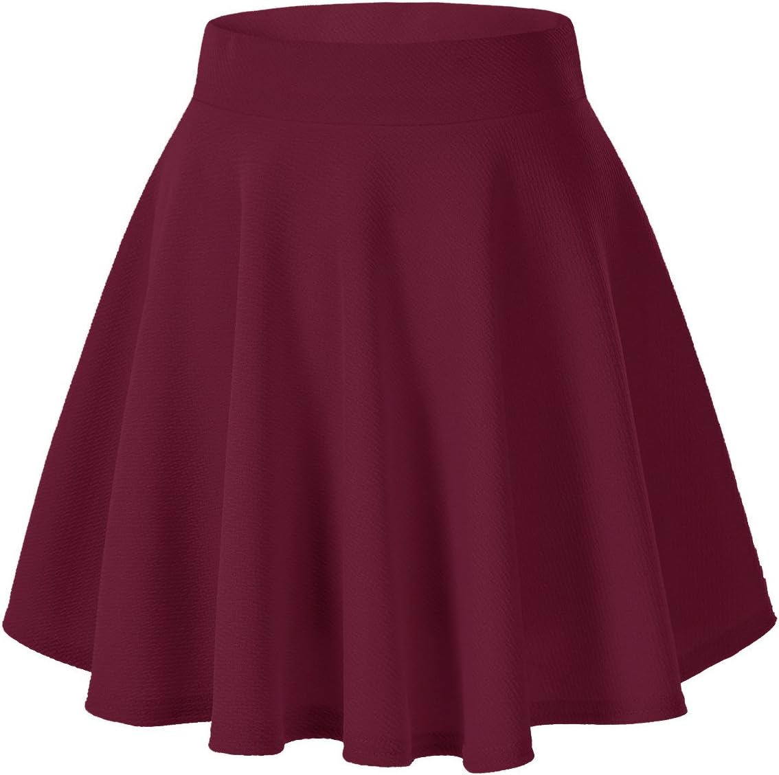 Women Flared Mini Skater Skirt - Stretchy A-Line Circle Skirt Wine Red
