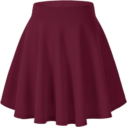 Women Flared Mini Skater Skirt - Stretchy A-Line Circle Skirt