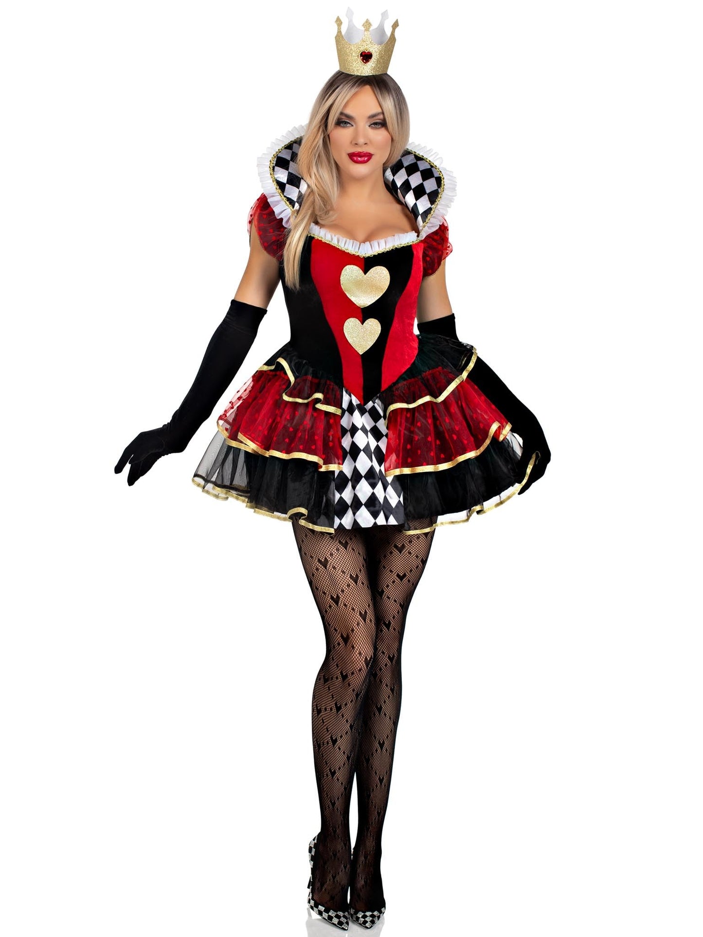 Queen of Hearts Halloween Costume Set - 2 Piece Adult Women's Outfit