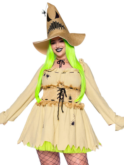 Bugged Out Baddie Costume - 3 Piece Halloween Outfit with Dress Choker Hat Women's Plus