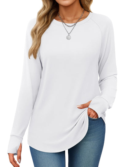 Women's Long Sleeve Tunic Top with Thumb Holes - Loose Fit Shirt for Leggings