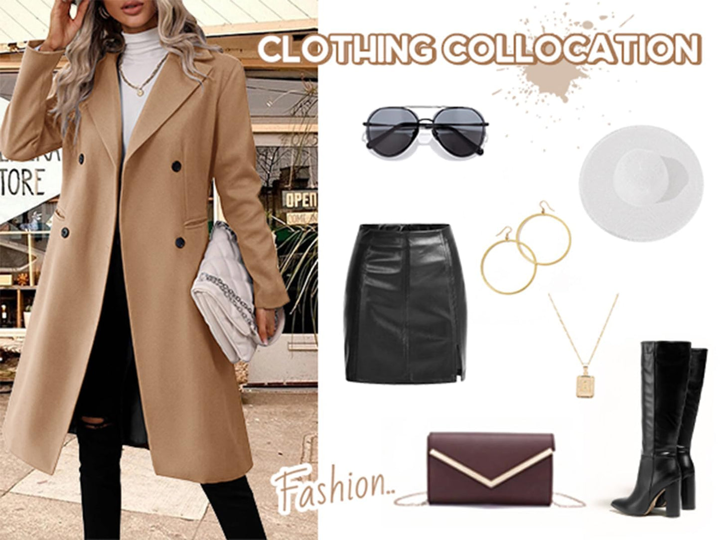 Danedvi Womens Long Double Breasted Coats Lapel Collar Pea Coat Winter Slim Fit Jackets Trench Coat Outwear