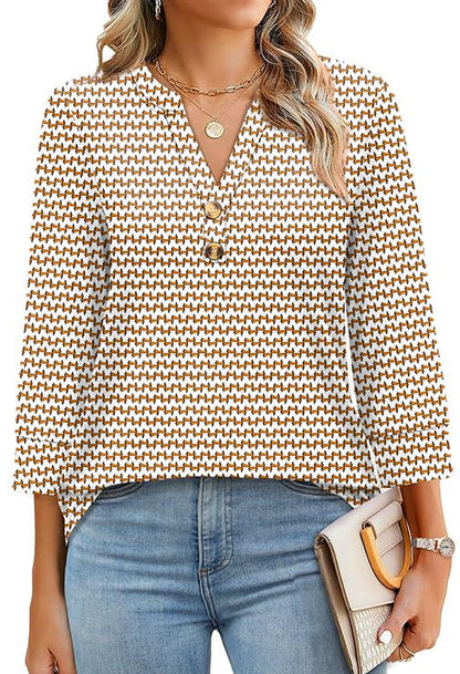 OFEEFAN Fashion Clothing Spring Top for Women Long Sleeve Shirts Ladies Tops and Blouses Summer Outfits Stripe XL