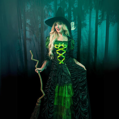 Storybook Witch Costume - Women's 2-Piece Halloween Dress with Hat and Veil