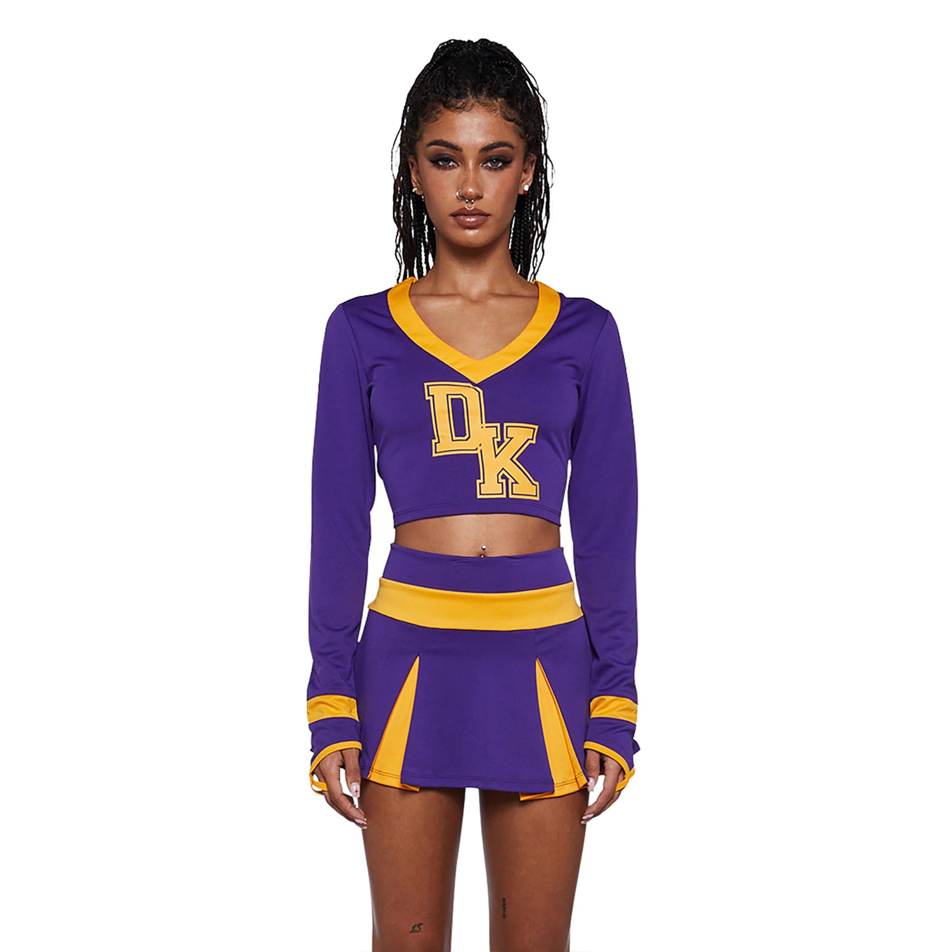 Bite The Boyfriend Costume - Women's Cheerleader Crop Top and Pleated Skirt Set 1X