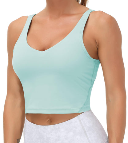 Longline Sports Bra Women Wirefree Padded Medium Support Workout Bra