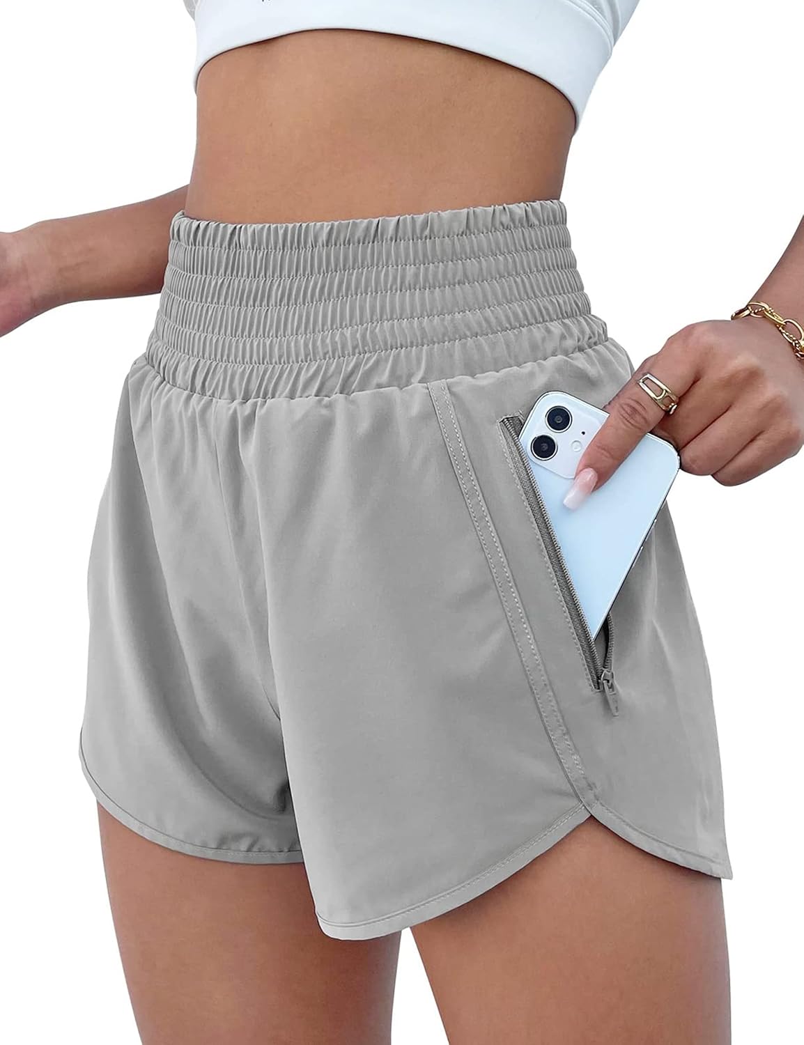 High Waisted Athletic Shorts Women Running Workout Shorts with Pockets Gym Sporty