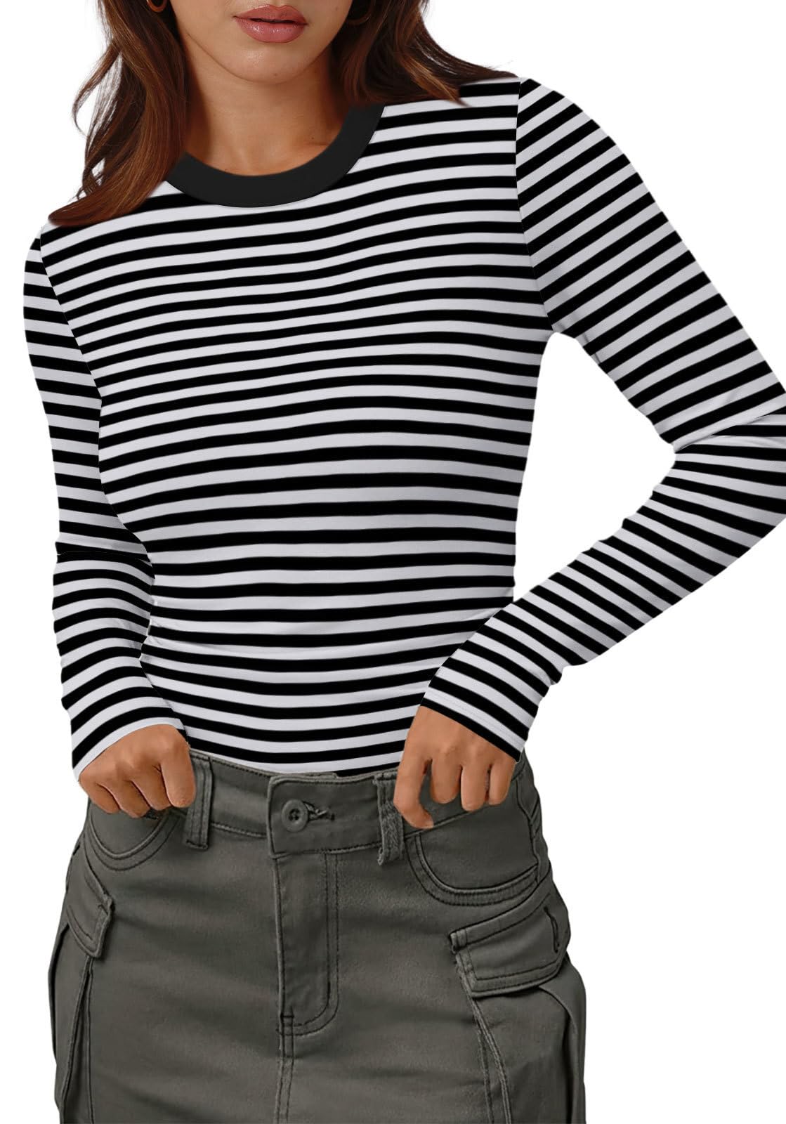 Women's Long Sleeve Thermal Shirt - Fleece Mock Neck Slim Fit Top