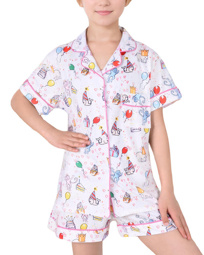 Roller Rabbit Pajamas Kids - Girls Summer 2 Piece Set - Button Down Top and Shorts Case
