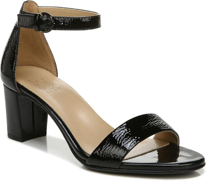 Heeled Sandals for Women - Block Heel Dress Sandals with Ankle Strap 8 Narrow Black Patent