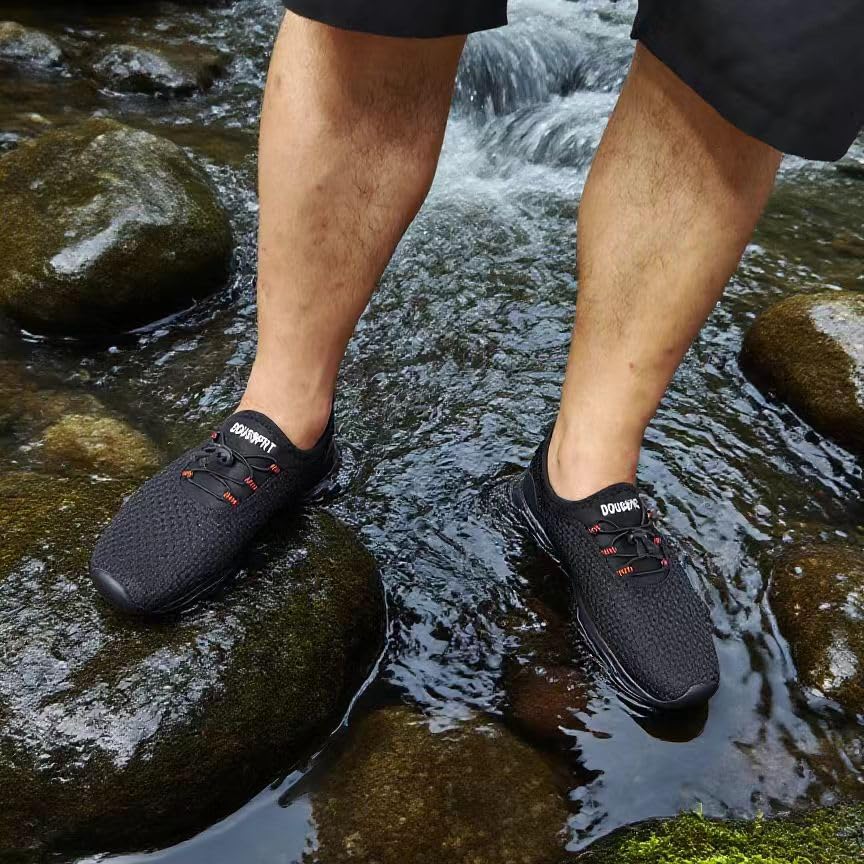 DOUSSPRT Men's Water Shoes Quick Drying Sports Aqua Shoes AllBlack Size 12