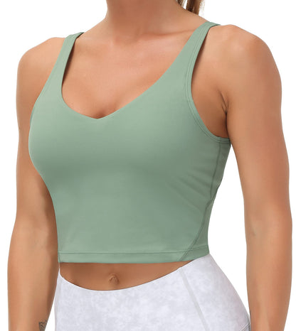 Longline Sports Bra Women Wirefree Padded Medium Support Workout Bra