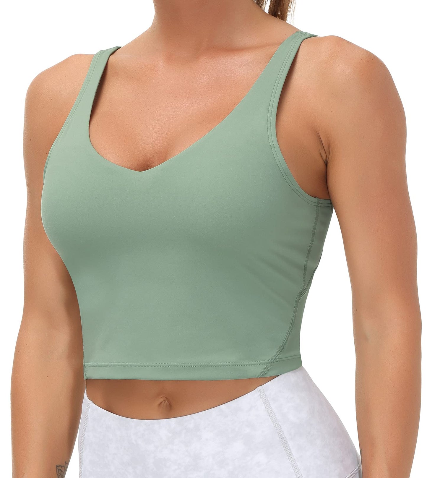 Longline Sports Bra Women Wirefree Padded Medium Support Workout Bra