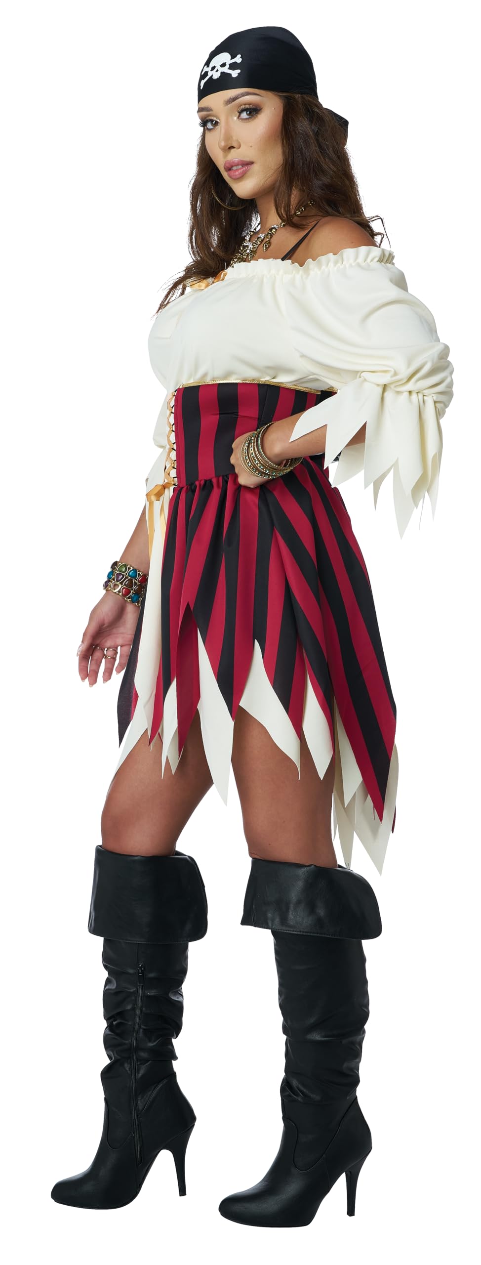 Women's Sultry Sea Pirate Costume - Renaissance Dress with Corset and Bandana