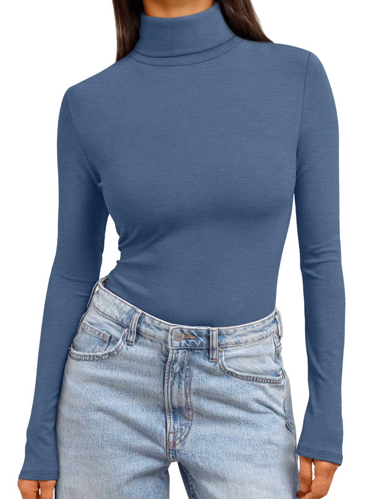 Women's Turtleneck Long Sleeve Shirts - Basic Thermal Underwear Tops