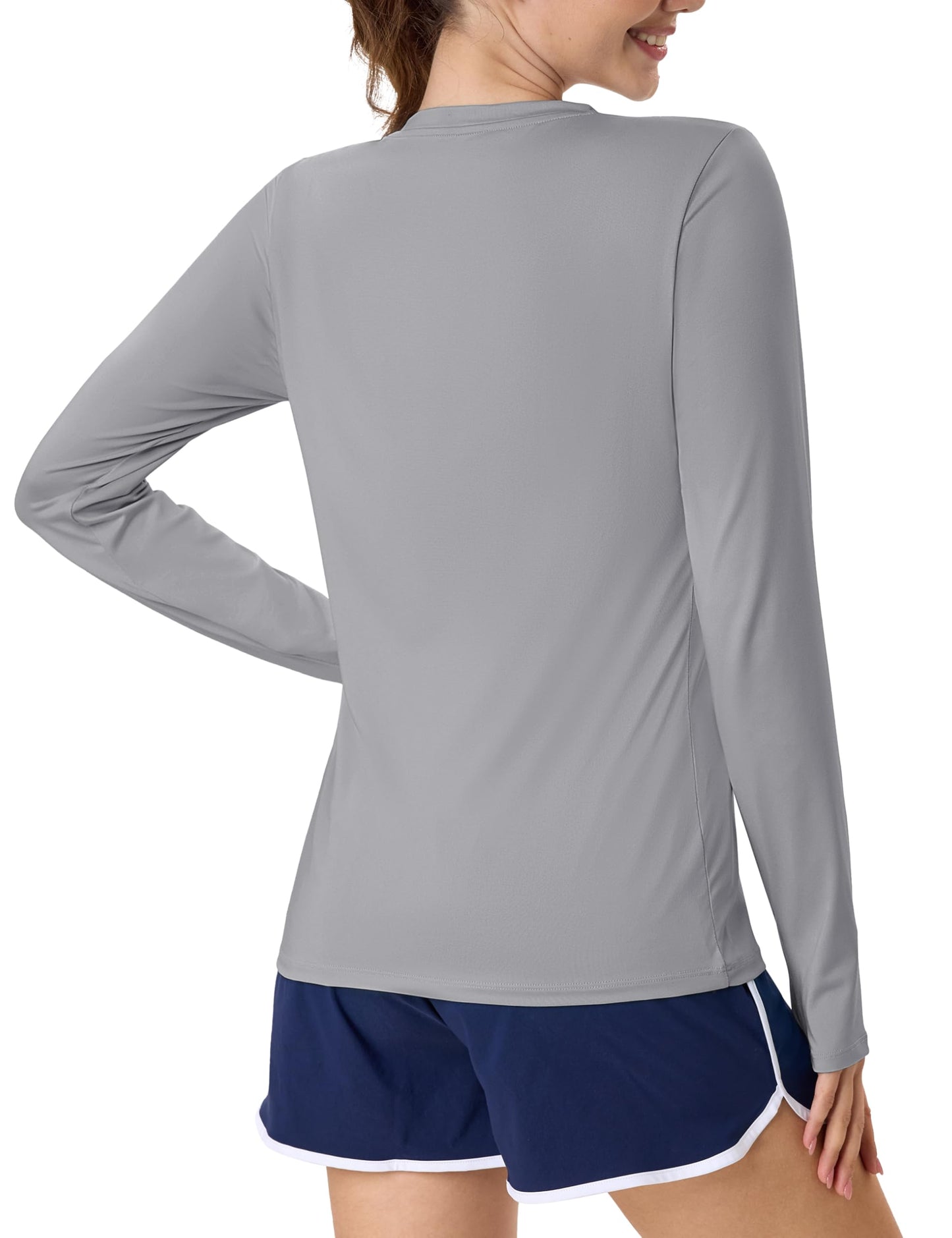 Women's UPF 80+ Long Sleeve Rash Guard - Quick Dry Athletic Shirt with Thumb Holes