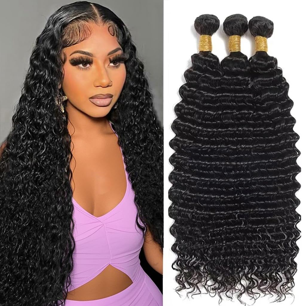 Brazilian Virgin Hair Bundles Deep Wave Human Hair Extensions Deep Wave Bundles