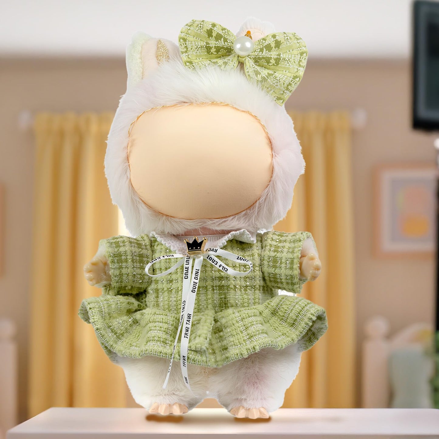 3 Piece Handmade Crochet Outfit for 17cm Dolls - Heart Sweater Hat & Bag Set